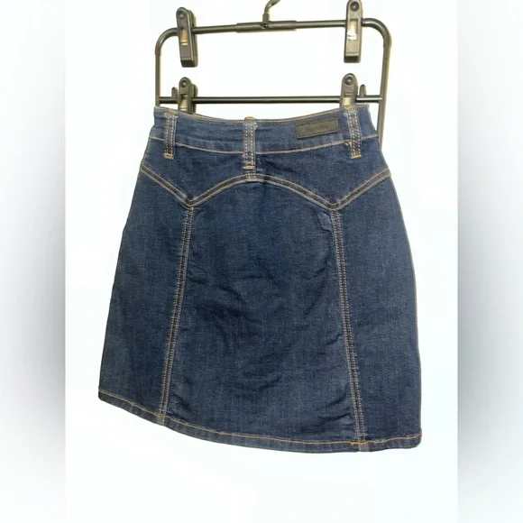 Blank NYC Blue A-Line Jean Skirt Snap Buttons Rodeo Western Chic Cotton Rayon 24 - Picture 4 of 15